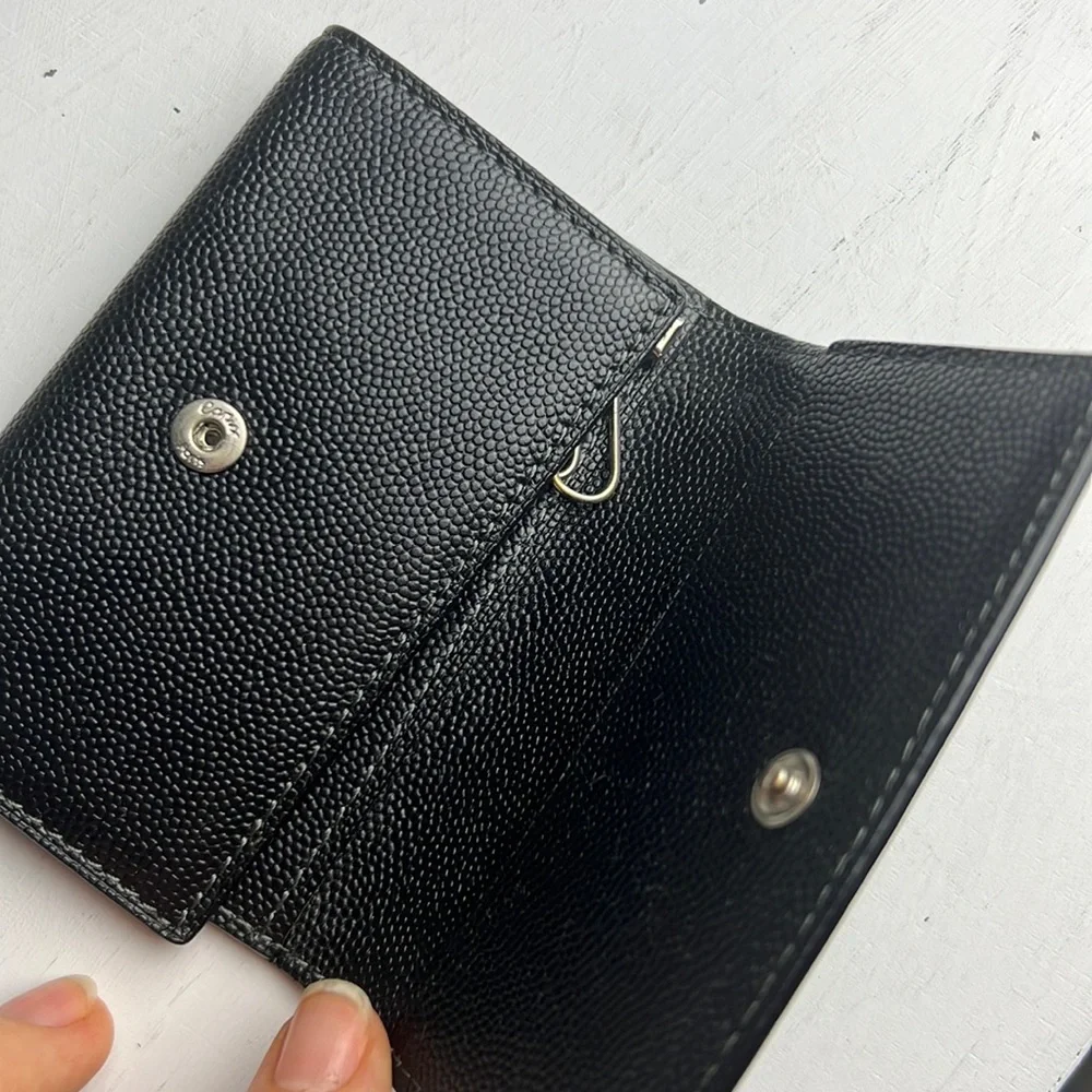 Auth. Cartier Santos Leather 4 Ring Key Case Black Logo Unisex Vintage